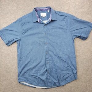 Paper Denim Cloth Shirt Mens Big 1X‎ Blue Stretch Button Front Short Sleeve